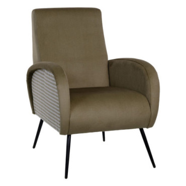 Fauteuil Vert Olive Tissu - Métal Salon 68x97x86cm