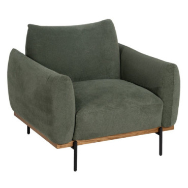 Fauteuil Vert Tissu - Bois Salon 102x89x86cm