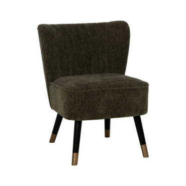 Fauteuil Vert Tissu - Bois Salon 58x70x74cm