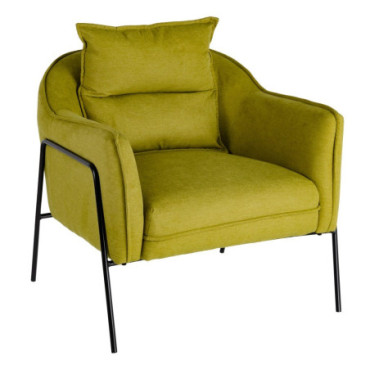 Fauteuil Vert Tissu - Métal Salon 76,50x70x74cm