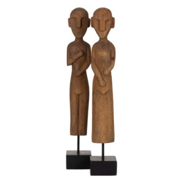 Figurine Africain Naturel 14,50x9x38,50cm Set de 2