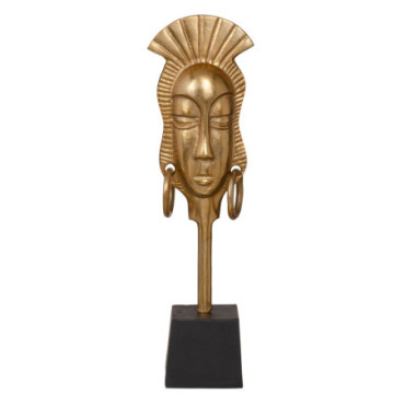 Figurine Africane Or - Noir Aluminum 14,50x10,50x50cm