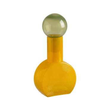 Figurine Bouteille Vert - Jaune Verre. 15,80x15,80x33,50cm