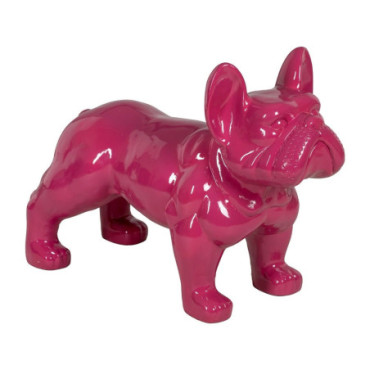 Figurine Bull Dog Fuchsia Résine 88x38x63cm