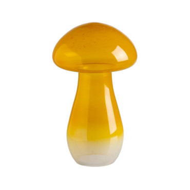 Figurine Champignon Jaune Verre. 17x17x30cm