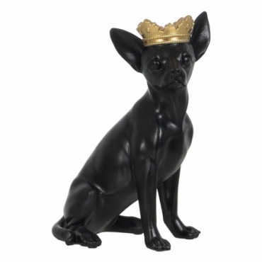 Figurine Chihuahua Noir - Or résine 17x11,70x25,50cm