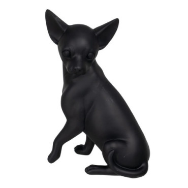 Figurine Chihuahua Noir résine 15,40x13,50x24cm