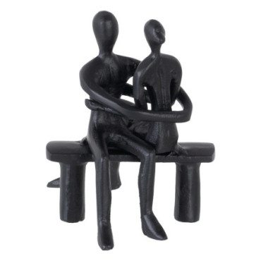 Figurine Couple Noir Aluminum Décoration 15x17x20cm