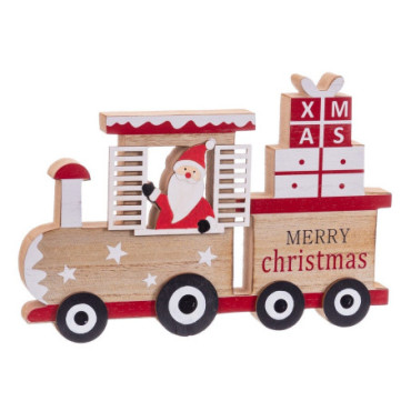 Figurine De Pere Noel Train Bois 24x2x16,50cm