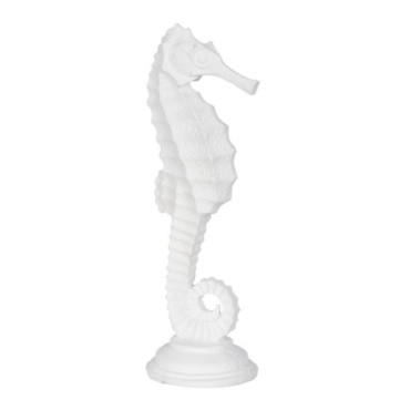 Figurine Hippocampe Blanc Résine 11x9x31cm