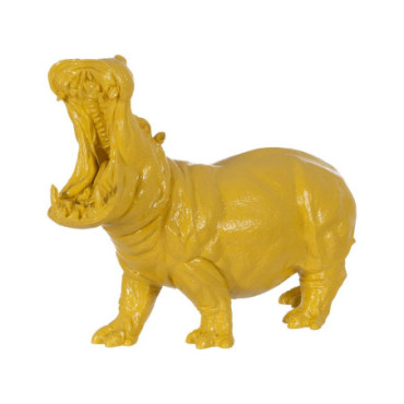 Figurine Hippopotame Jaune Résine 66x25,50x51cm