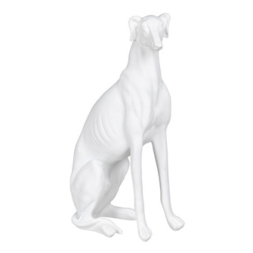 Figurine Levrette Blanc résine 19x12x37,50cm