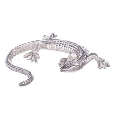 Figurine Lézard Argent Métal 14x11x2,50cm