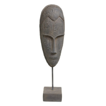 Figurine Masque Gris Résine Décoration 19x12x62cm