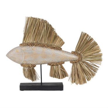 Figurine Poisson Bois - Fibre naturelle 70x12x53cm