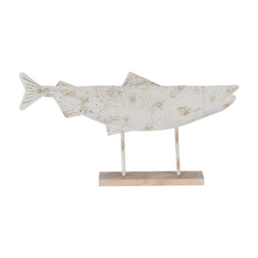 Figurine Poisson Porté Blanc Métal 63x8x33cm