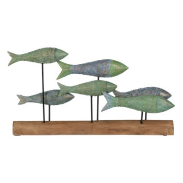 Figurine Poissons Bois - Fer Décoration 56x7x31cm