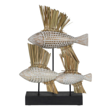 Figurine Poissons Bois - Fibre naturelle 30x10x40cm