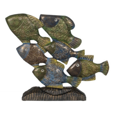 Figurine Poissons Bois Décoration 60x11,50x52cm