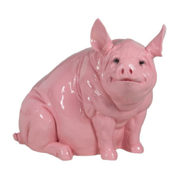 Figurine Porc Rose Résine 95x59x79cm