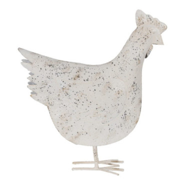 Figurine Poule Porté Blanc Métal 17x43,50x48cm