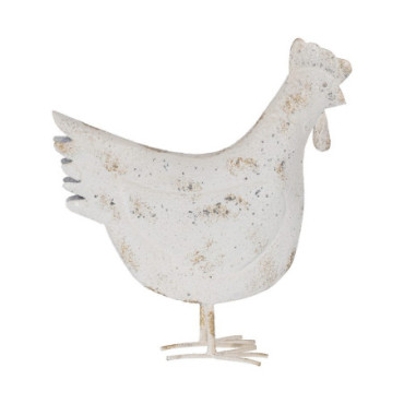 Figurine Poule Porté Blanc Métal 34x12x38cm