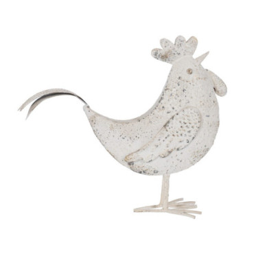 Figurine Poule Porté Blanc Métal 35,50x11x31cm