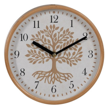 Horloge Blanc - Naturel Bois / Cristal 22x22x4,50cm