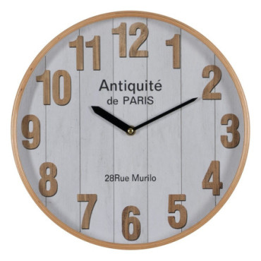 Horloge Blanc - Naturel Bois / Cristal 32x32x4,50cm