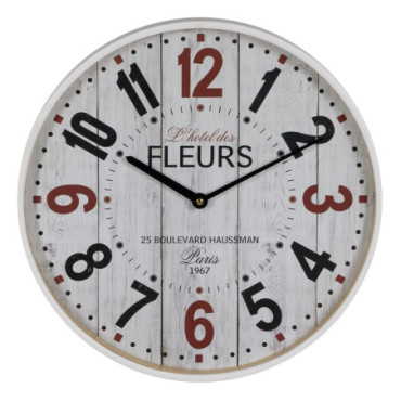 Horloge Blanc Bois / Cristal Décoration 40x40x4,50cm