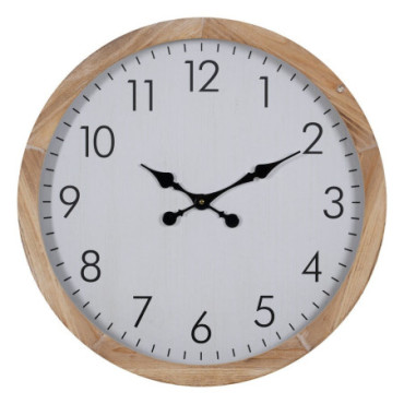 Horloge Blanc Bois Décoration 60x60x6,50cm