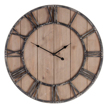 Horloge Mur Naturel - Noir Mdf - 60x4x60cm