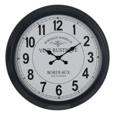 Horloge Noir - Blanc Métal Décoration 70x70x6,50cm