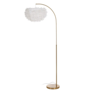 Lampadaire Blanc - Or Plume Éclairage 68x40x175cm