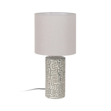 Lampe De Table Blanc - Gray Céramique 29x29x59cm