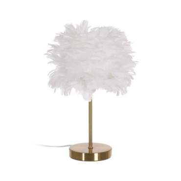 Lampe De Table Blanc - Or Plume Éclairage 28x28x42cm