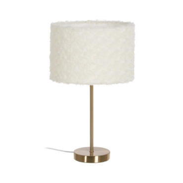 Lampe De Table Blanc - Or Tissu - Métal 30x30x51cm