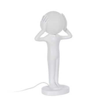 Lampe De Table Figurine Blanc Résine 27x18x52,50cm