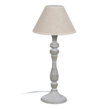 Lampe De Table Gris Métal - Tissu 23x23x49cm