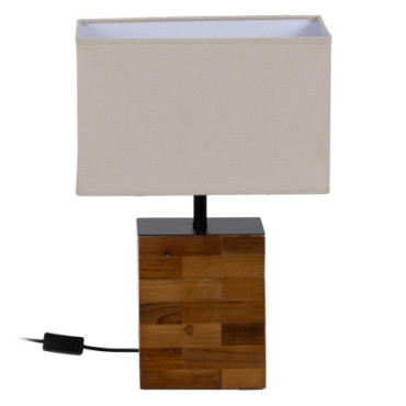 Lampe De Table Marron - Cremé Tissu - Bois 35x18x51cm