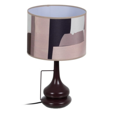 Lampe De Table Marron Tissu - Métal 25x25x42cm