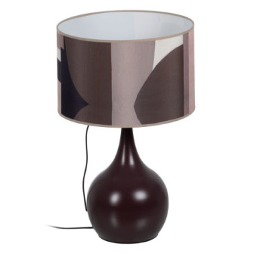 Lampe De Table Marron Tissu - Métal 33x33x52cm