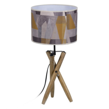 Lampe De Table Naturel Tissu - Bois 25x25x54cm