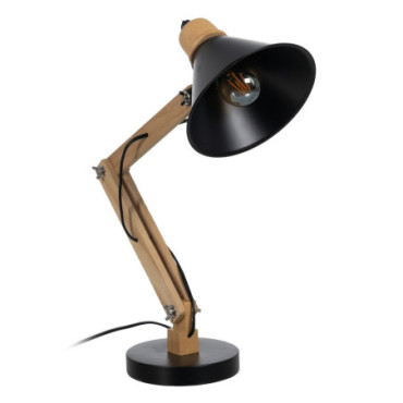 Lampe De Table Noir - Naturel Métal - Bois 39x19x55cm