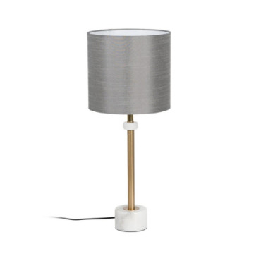 Lampe De Table Or - Blanc Mètal - Marbre 25x25x61cm