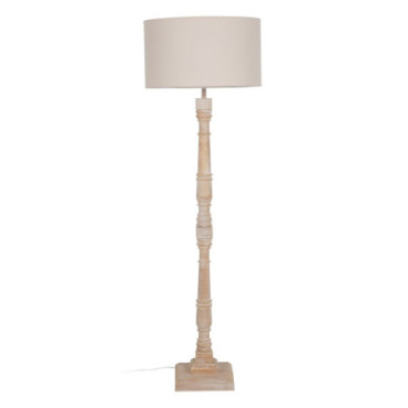 Lampe Suelo Naturel Bois / Tissu 48x48x154cm