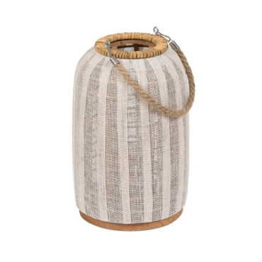 Lanterne De Bougie Naturel - Beige Bambou 20x20x33cm