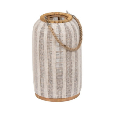 Lanterne De Bougie Naturel - Beige Bambou 22x22x38cm