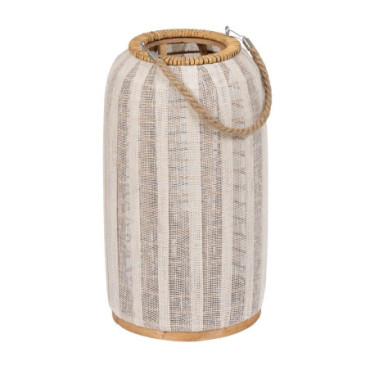 Lanterne De Bougie Naturel - Beige Bambou 25x25x45cm