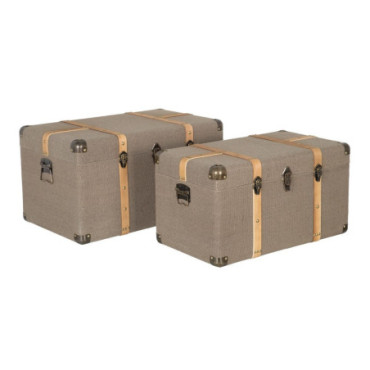 Malles Taupe Old Dmf - Tissu 77x47x42cm Set de 2